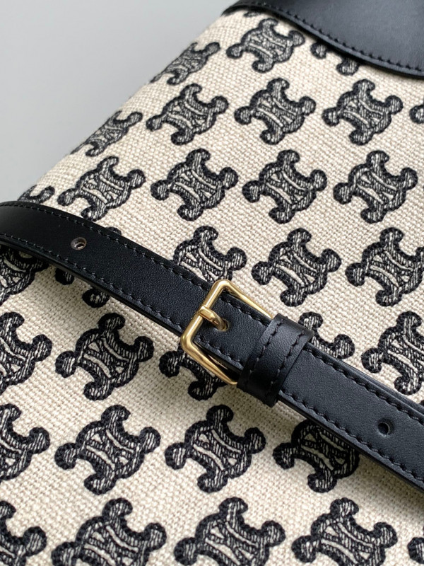 Ce**e horizontal cabas in textile with triomphe embroidery