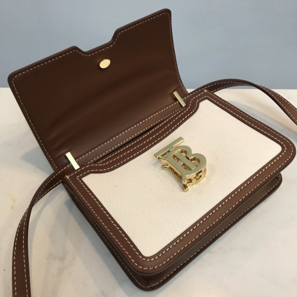 B**rry two-tone canvas and leather tb bag