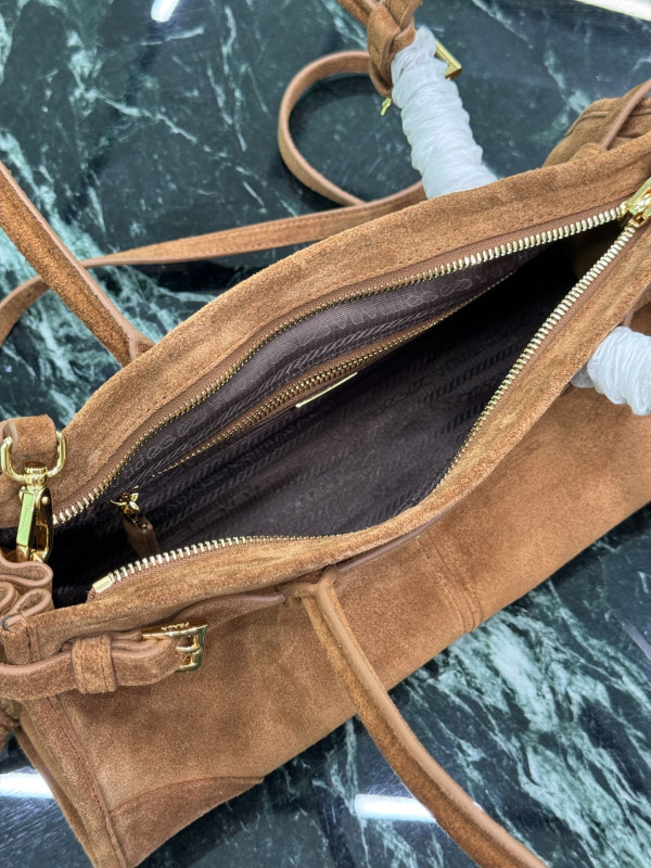Pra*a medium suede handbag-32*15.5*12cm