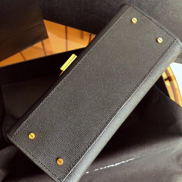 YSL CASSANDRA MINI TOP HANDLE BAG IN GRAIN DE POUDRE EMBOSSED LEATHER